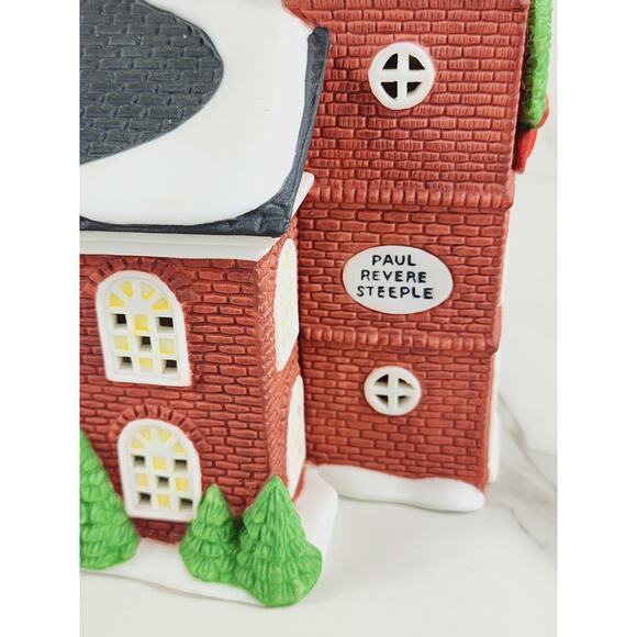 Department 56 Old North Church New England Village 1988 w/ Box Lighted House - Picture 11 of 16